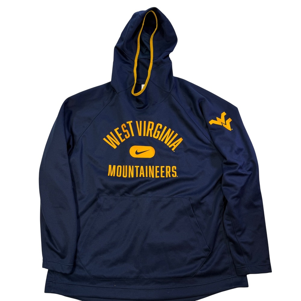 Nike West Virginia Mountaineers Hoodie Mens 2XL Navy Blue Dri-FIT DD6316-419